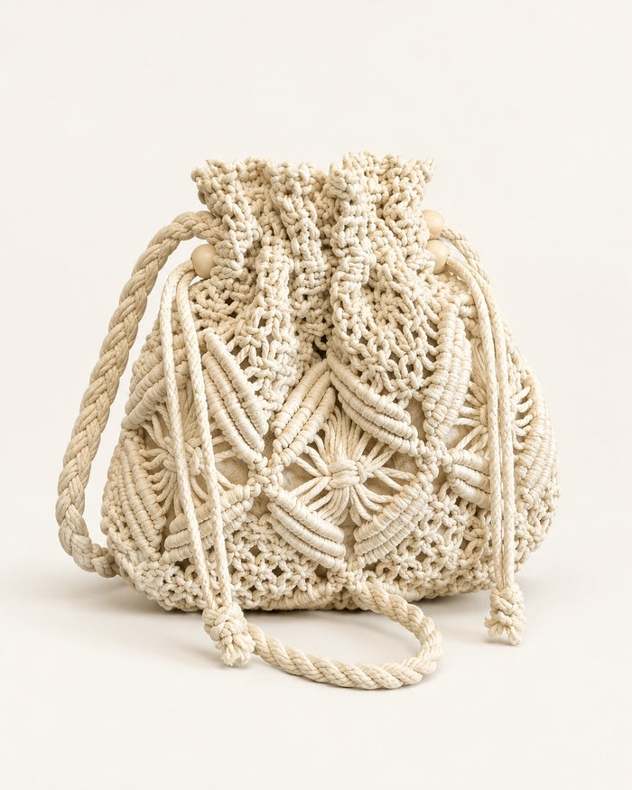 Bolso Boho Macramé Blanco Ref. 3002