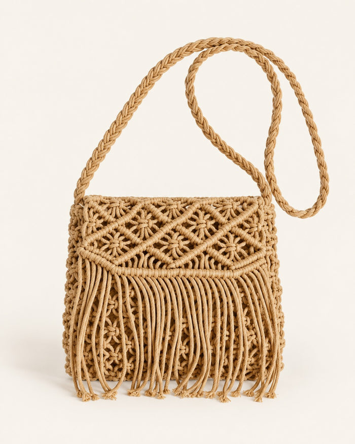Bolso Macramé Fringe Khaki Ref. 3013