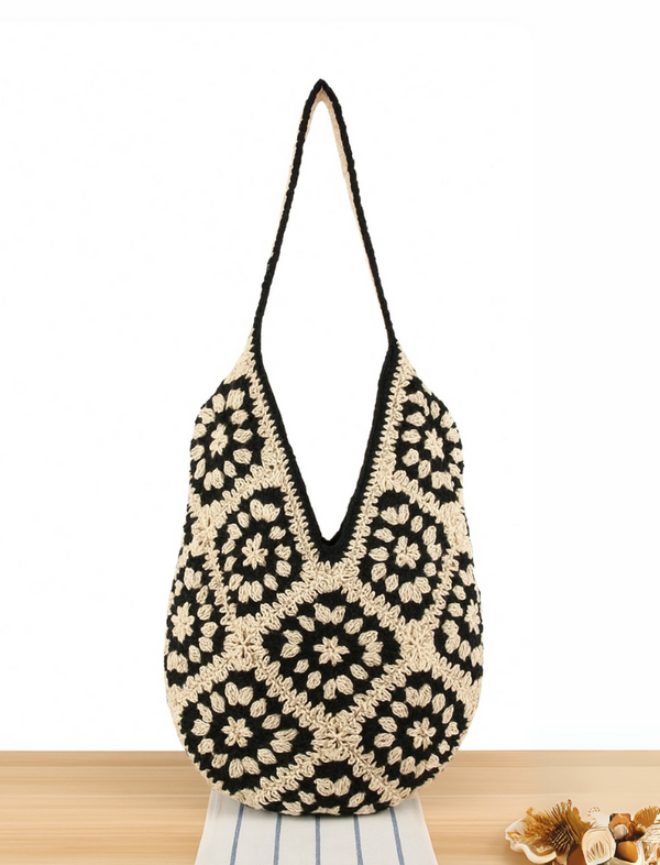 Bolso Tejido Crema/Negro Ref. 1397