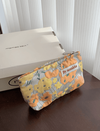 Cosmetiquera Floral Naranja Ref. C056