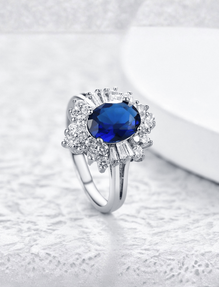 Anillo Royal Halo Azul  Ref. J-137