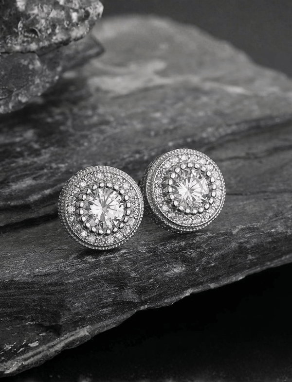Aretes Vintage Halo Plateado  Ref. J-138