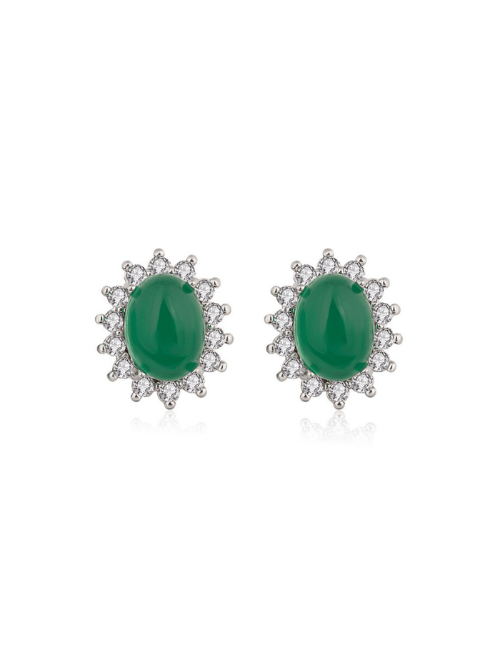 Aretes Emerald Halo Earrings Verde Ref. J37