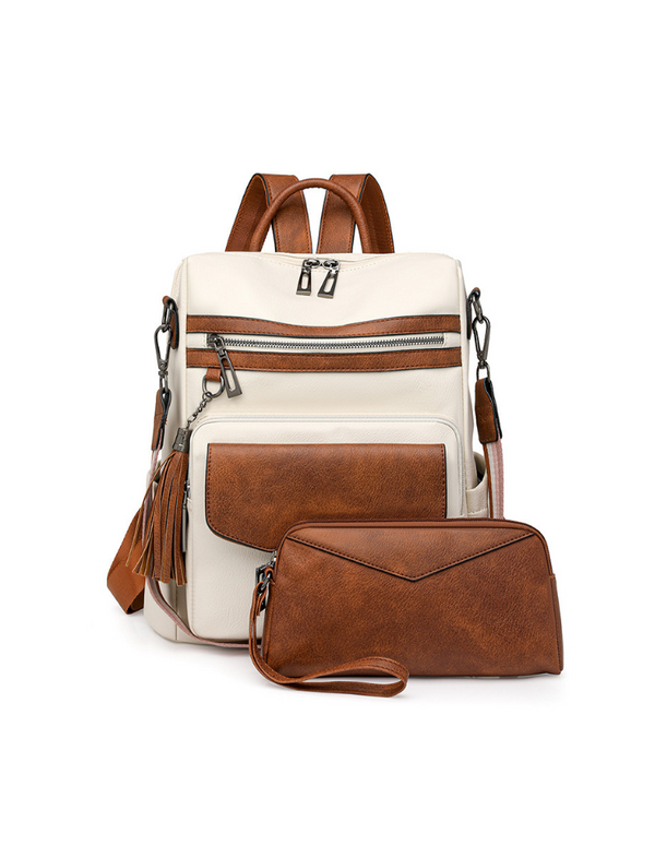 Morral Set Elegante Blanco/Café Ref. M792