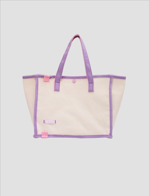 Tote Bag Beige / Borde Morado Ref. TB-808