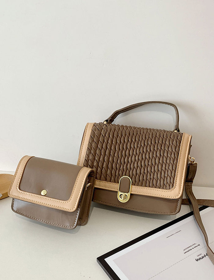 Bolso Textura Con Mini Bag Café Ref.545